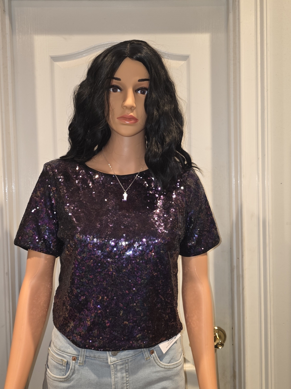 Lush Purple Sequin Crop Top